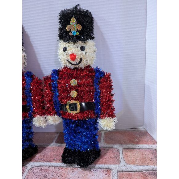 2 Holiday Home Decor Tinsel Garland Wall Nutcracker Toy Soldier 14" Tall X 7" - Picture 2 of 5